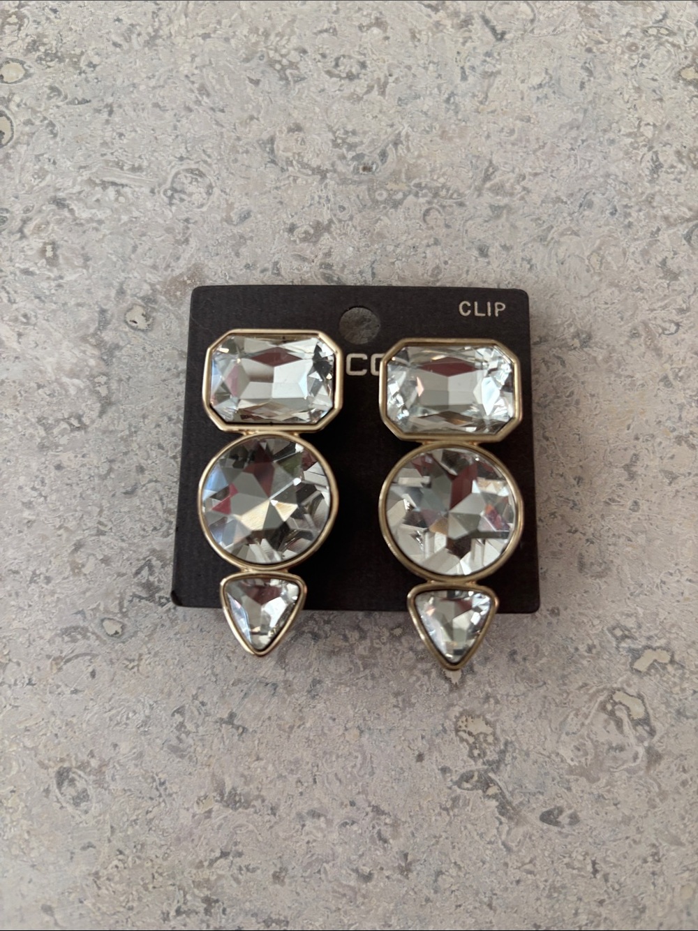 Crystal Drop Clip-On Earrings - Clear Gemstones